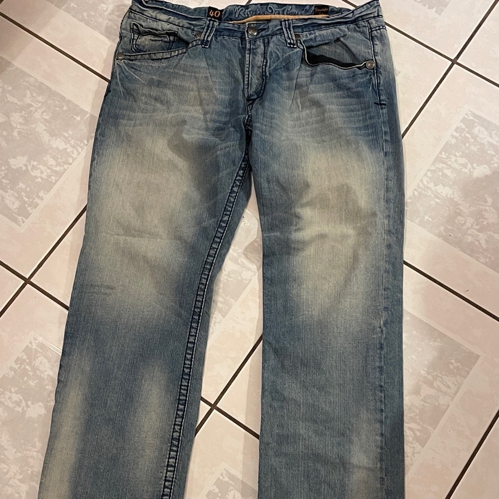 Rivet de Cru Straight Leg Fit Light Blue Jeans for Men